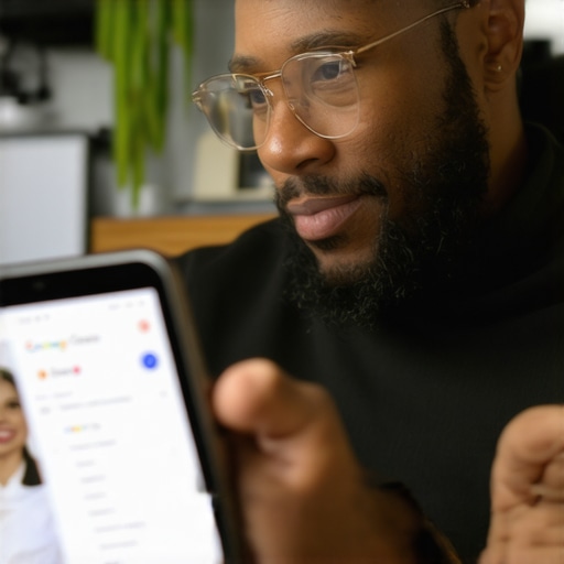 Business owner reviewing local SEO analytics on tablet