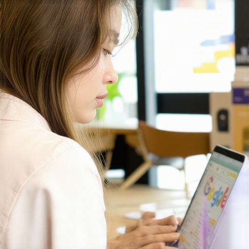 Local Business Owner Optimizing GBP Business owner updating Google Business Profile on laptop inside storefront