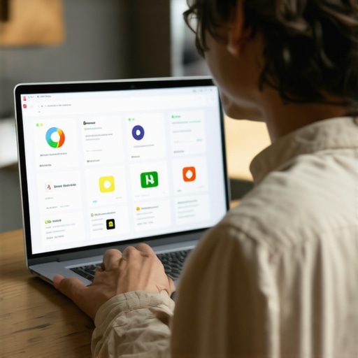 Business owner analyzing local SEO data on laptop for Google Business Profile maintenance.