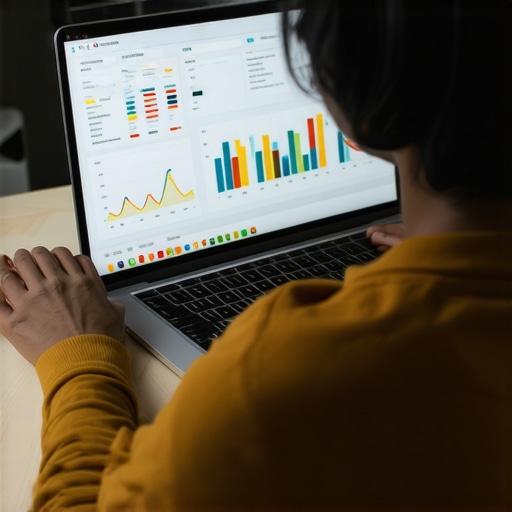 Person using local SEO tools on a laptop for ongoing GBP maintenance.