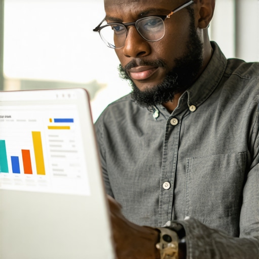 Business owner editing Google Business Profile on a laptop with analytics