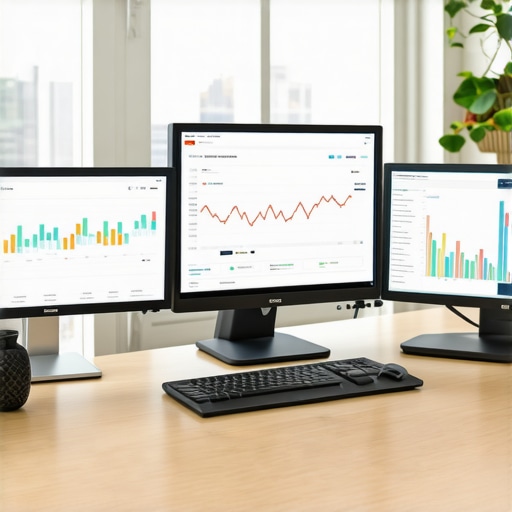 Person analyzing local SEO charts and managing Google Business Profile with various tools.