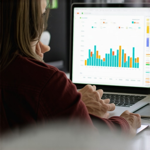 Business owner analyzing local SEO performance with graphs and charts on a laptop.