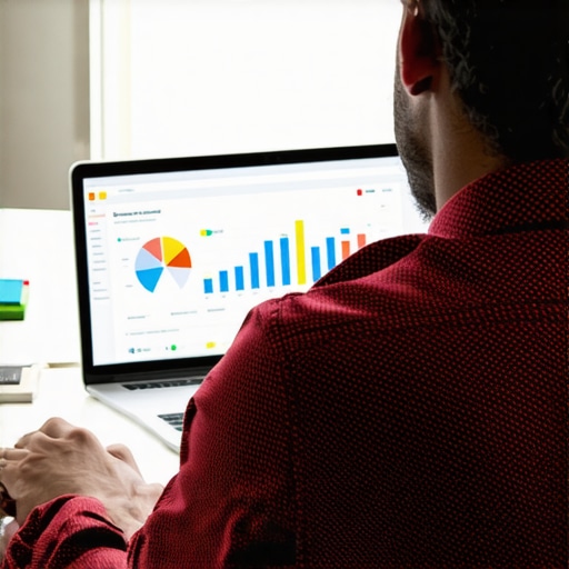 SEO optimization concepts for Google Business Profile with charts and laptop