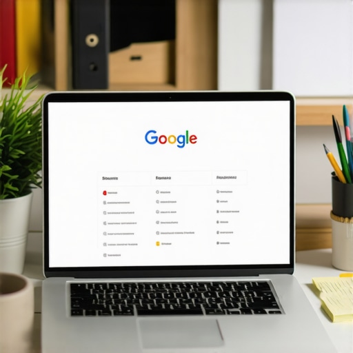 Person working on optimizing Google Business Profile on laptop with SEO tools around.