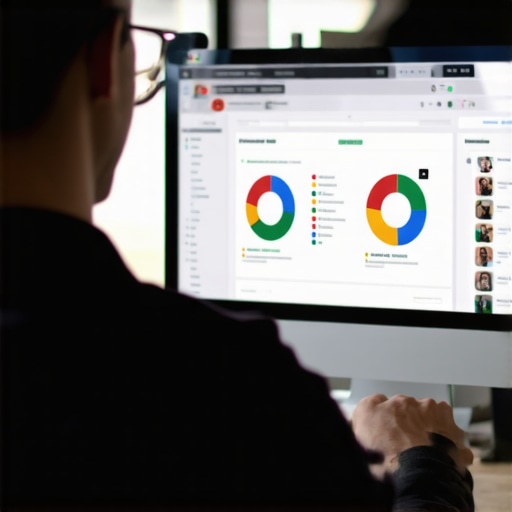 Optimizing GBP on a Laptop Business owner working on Google Business Profile optimization with charts and images on the screen.