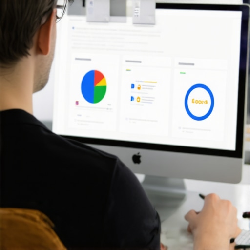 Reviewing Google Profile Analytics for Optimization Business owner analyzing local SEO performance on a laptop