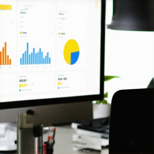 Person managing local SEO tools on a laptop with charts and data displays.