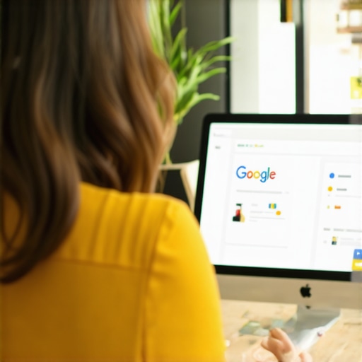 Business owner working on Google Business Profile optimization on a computer screen