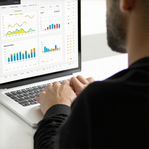 Person analyzing local SEO metrics on laptop to maintain Google Business Profile