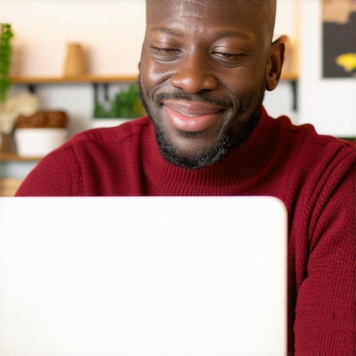 Business owner updating GBP profile on laptop to improve local SEO
